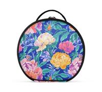 coliorful Florals Peonies Royal Bluoiletry Bags Vertical Free-Standing Waterproof Case Cosmetic Makeup Bag with Adjustable dividers 11 in