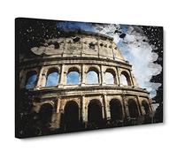 Coliseum Rome Italy No.2 Modern CB Canvas Print | Gallery Wrapped 30mm Frame Wall Art | 24x16 inches | Ready to Hang | Modern Picture | Living Room Bedroom Lounge Office