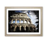 Coliseum Rome Italy No.2 Modern CB Framed Wall Art Print, Ready to Hang Picture for Living Room Bedroom Home Office Décor, Oak A4 (34 x 25 cm)