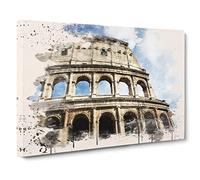 Coliseum Rome Italy No.2 Modern FC Canvas Print | Gallery Wrapped 30mm Frame Wall Art | 30x20 inches | Ready to Hang | Modern Picture | Living Room Bedroom Lounge Office