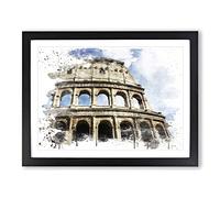 Coliseum Rome Italy No.2 V3 Modern Framed Wall Art Print, Ready to Hang Picture for Living Room Bedroom Home Office Décor, Black A3 (46 x 34 cm)