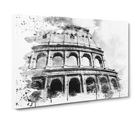Coliseum Rome Italy Vol.2 V4 Canvas Print | Gallery Wrapped 30mm Frame Wall Art | 24x16 inches | Ready to Hang | Modern Picture | Living Room Bedroom Lounge Office