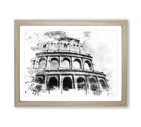 Coliseum Rome Italy Vol.2 V4 Modern Framed Print | A3 Oak Framed Wall Art | Ready to Hang | Modern Nature Picture | Living Room Bedroom Lounge Office