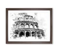 Coliseum Rome Italy Vol.2 V4 Modern Framed Wall Art Print, Ready to Hang Picture for Living Room Bedroom Home Office Décor, Walnut A4 (34 x 25 cm)
