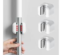 Colist Mop Broom Holder 3 Pcs Wall Mounted Self Adhesive Mop Holder Organizer For Mop and Broom,Tool Tidy Storage Fit Bathroom,Office,Kitchen,Garage, Garden, Storage and Save space