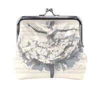 Collage Art Style Ballerinas White Sheet Music Score Fashion PU Leather Small Coin pouching Unique Mini Card Holder Wallet for Woman Girl monedero para