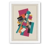 Collage Geometric Framed Wall Art Print A1 (84.1×59.4cm) White, Wall Decor for Living Room, Bedroom, Office & Home, Ready to Hang, Art Gift