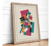 Collage Geometric Framed Wall Art Print A3 (42×29.7cm) Oak, Wall Decor