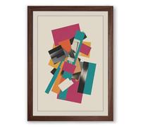 Collage Geometric Framed Wall Art Print A4 (29.7×21cm) Walnut, Wall Decor for Living Room, Bedroom, Office & Home, Ready to Hang, Art Gift