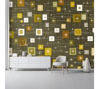 Collage Geometric Squares Stars Pattern Non-Woven Wallpaper | Modern Simple Style Multicolour Wallpaper, 400x280cm Feature Wallpaper for Bedroom Adults Teenager Living Room