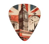 Collage-Icons-Of-London 12 Pack Guitar Picks With 3 Thicknesses And Storage Box, Abs Plectrums For Electric Bass Guitar Players