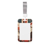 Collage-Icons-of-London Abs Vertical Id Badge Holder, Name Badge with Clear Scanning Film