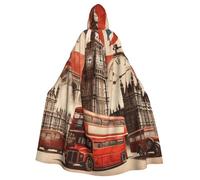 Collage-Icons-Of-London Adult Witch Hooded Cape, Halloween Costume Hooded Cloak