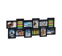 Relaxdays Picture Frame Collage, Photo Gallery for 12 Pictures, XL Hanging Frame, Multi Photo, Black