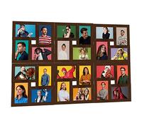 Collage Picture Frame Dark Brown MDF for 24 Photos 10 x 15 cm, Removable Frame with Back Panel and Hanging, Stylish Wall Decoration for Living Room, Bedroom, Office and Hallway
