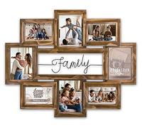 Collage Picture Frame Made of Real Wood for 8 Pictures in 10 x 15 cm / 13 x 18 cm - Multiple Wooden Frame Photo Holder in Brown for Several DIN A5 / A6 Photos - Large Vintage Photo Frame as Living