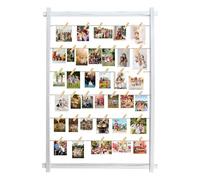 Collage Picture Frame,Photo Display Board with Clips,Hanging Pictures Frames Photos Wall Decor for Wedding Graduation Party Birthday Greeting Letter Christmas Cards Holder Organizer,100cm(White)