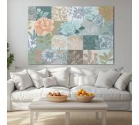 Collage style Canvas Floral Pink Patchwork Vintage Posters Bedroom 140 x 70 cm Wall Art for Boys Room Office, Canvas Art Prints Painting Artwork for Teen Kids Men Room Home Decoration