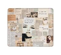 Collage Vintage Mouse Pad, Soft Beige Journal Pattern, Classic Retro Style, Non-Slip Rubber Mouse Pad for Home Office Perfect Choice Square 8x10 Inch