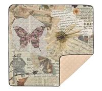 Collage Vintage Pattern Large Sturdy Baby Playmat for Floor 1-Piecing Padded Play Mat for Babies Infants Toddlers, 50'' x 50''