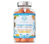 Collagen Complex - 60 Natural Orange Flavour Chewable Yummy Gummies - One a Day 500mg Bovine Collagen, Biotin, Vitamin C, Selenium, Vits B6 and B12 - Healthy Skin and Hair for Men and Women - UK Made
