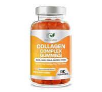 Collagen Complex Gummies for Women & Men, 500mg Collagen with Biotin, Vitamin C, E, Supports Hair, Skin, Nails, Gluten Free, Non-GMO, Natural Orange Flavour, 90 Chewable Gummies.
