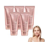 Collagen Foundation with SPF 50 & Hyaluronic Acid - Hydrating Sunscreen Foundation with Collagen & SPF 50 - Daily Use Protein Infused Cover, Lightweight Sunscreen for Face, Quick uv (5 boxes)