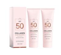 Collagen Glow Sunscreen SPF 50, Broad Spectrum, Lightweight Hydrating Formula, No White Cast, with Hyaluronic Acid, Ceramide, Niacinamide, 50g (2 PCS)
