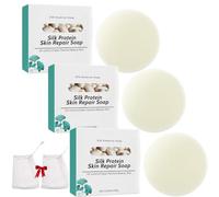 Collagen Goat Milk Whitening Soap,Silk Protein Skin Repair Soap,Deep Cleansing Protein Repair Soap,For Dull, Uneven Skin, Smooth And Soft Complexion For Face & Body (3, 3PCS)