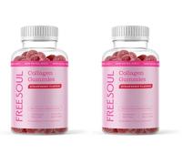 Collagen Gummies by Free Soul | High Strength Marine Collagen Supplement | Advanced Superior Type 1 Hydrolysed Collagen Peptides | Triple Strength Pure Formulation Supplement | 60 Gummies (Pack of 2)