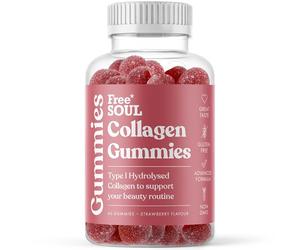 Collagen Gummies by Free Soul | High Strength Marine Collagen Supplement | Advanced Superior Type 1 Hydrolysed Collagen Peptides | Triple Strength Pure Formulation Supplement | 60 Gummies