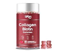 Collagen Gummies with Zinc, Biotin, Vitamin C & E - Type 1 Hydrolysed Collagen for Hair, Glowing Skin Nails & Joint Support - High Absorption, Gluten-Free, Natural Strawberry Flavour - 60 Gummies (1)