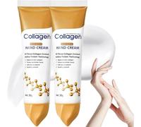 Collagen Hand Cream for Dry Cracked Hands, Anti-Aging & Firming Lotion with 10x Active Protein, Intensive Moisturizing Repair for Rough Skin & Fine Lines, Non-Greasy & Fast Absorbing (2pcs)