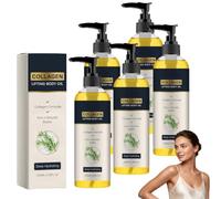 Collagen Lifting Body Oil, Lightweightly Non-Greasy Formulas, Moisturize & Nourish Skin, Smooth Fine Lines & Stretch Marks, Firm Body Oil for Neck Chest Arms Legs Thighs, Suitable for All Skin (5PCS)