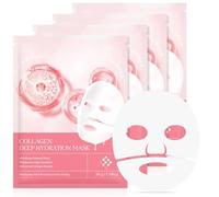 Collagen Mask, Collagen Mask, Deep Hydration Mask, Hyaluronic Deep Hydration, Advanced Collagen Booster, Reduce Fine Lines & Wrinkles, Pore Minimizing, Elasticity Improvement 4pcs
