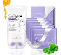 Collagen Neck Firming Cream + Polypeptide Neck Masks - Firming Cream with Roller for Older Women, Anti-Wrinkle Skincare Duo, Reduce Fine Lines & Double Chin,Firm and Lift Sagging Skin