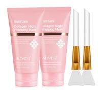 Collagen Night Wrapping Mask, 2 Packs Peel Off Face Mask with Jelly Brush, Jelly Masks for Facials Professional Korean Skin Care, Elasticity & Hydration Care Overnight Collagen Mask for Women