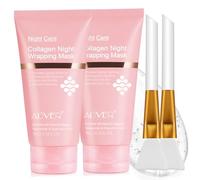 Collagen Night Wrapping Mask, 2 PCS Collagen Jelly Face Masks with Jelly Brush, Peel Off Face Mask for Facials Professional Korean Skin Care, Elasticity & Hydration Care Overnight for Women