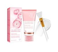 Collagen Night Wrapping Mask + Brush, Collagen Overnight Wrapping Peel Off Facial Mask, Purifying Exfoliating Gel for Dry & Dehydrated Skin, Hydration Care, Skin elasticity visible improved