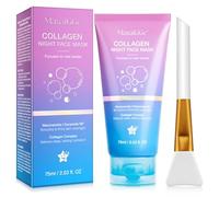 Collagen Night Wrapping Mask,Collagen Mask Overnight To Prove Skin Elasticity,Deep Moisture & Skin Rejuvenation, Reduces Sagging, Plumper Skin,Korean Skin Care(Brush)