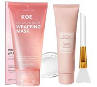 Collagen Night Wrapping Mask - Collagen Overnight Peel Off Face Masks & Purifying Exfoliating Gel - Reduces Sag & Dull, Hydrolyzed Korean Face Mask For Elasticity Care & Glowing Skin