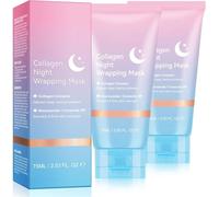 Collagen Night Wrapping Mask,Collagen Overnight Wrapping Peel Off Face Mask for Hydration & Elasticity, Reduce Sagging & Dullness, Tight Skin Mask-5.06 fl.oz (Brush Included) (150 ML)