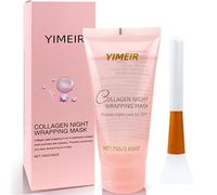 Collagen Night Wrapping Mask - Hydrolyzed Collagen Overnight Mask with Brush Peel Off Facial Mask Pack Deep Hydrating Face Mask Skincare Reduces Sagging & Dullness (75ml)