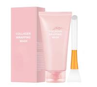 Collagen Night Wrapping Mask,Peel Off Face Mask with Jelly Brush,Deep Hydrating Face Mask,Reduces Sagging & Dullness,for All Skin Types,90ml