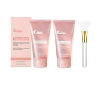 Collagen Night Wrapping Mask, Peel Off Face Mask With Jelly Brush, Elasticity & Hydration Care Overnight Collagen Mask, Reduces Sagging, Plumper Skin, Deep Moisture & Skin Rejuvenation (2Pc)