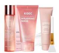Collagen Night Wrapping Mask & Purifying Exfoliating Gel & Triple Collagen Toner, CollagenMask Skincare Set - Reduces Sag & Dull, Hydrolyzed Korean Face Mask For Elasticity Care