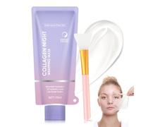 Collagen Night Wrapping MaskCollagen Face Mask for Elasticity & Hydration, Overnight Peel-Off CollagenMask with Brush Reduces Dullness & Sagging Skin with Brush (1PCS)