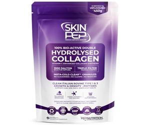 Collagen Peptides Powder 1000 Dalton Bioactive Vitamin C Enhanced Synthesis 450g | SkinPep Unflavoured Triple Filtered, Double Hydrolysed, Grass Fed Bovine Collagen Supplement for Women & Men
