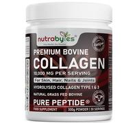 Collagen Powder 10000mg Bovine Type 1 & 3 Unflavoured, High Strength Pure Hydrolysed Protein Peptides for Women & Men, 19 Amino Acids, Kosher/Halal Certified, Healthy Skin Hair Nails Joints-Keto/Paleo