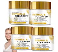 Collagen Power Lifting Cream - Anti-Ageing V-Line Jawline Skin Tightening Moisturiser, Day & Night Age-Defying & Intensive Moisturizing, Anti-Wrinkle Lifting for Saggy Skin & Expression Lines (4pcs)